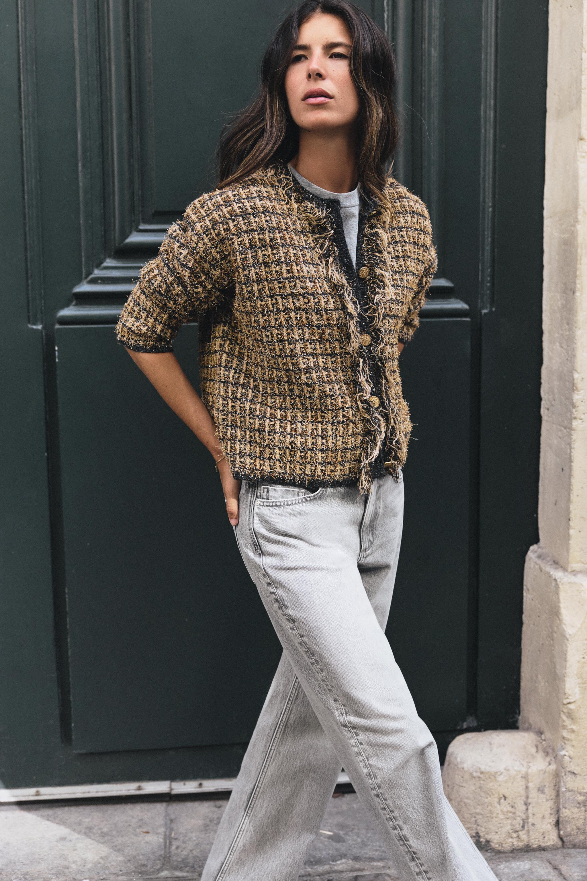 GILET EN MAILLE EFFRANGÉE À FIL MÉTALLISÉ